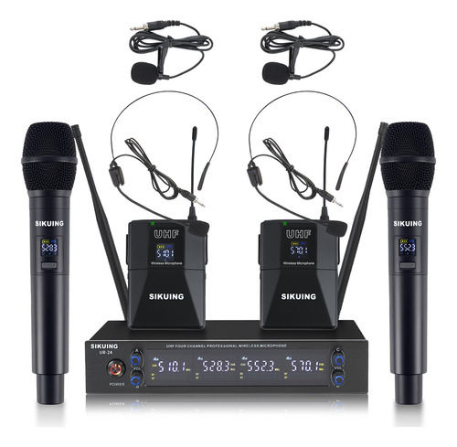 Sistema De Micrófono Inalámbrico De 4 Canales Uhf Sikuing