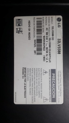 Imagen 1 de 9 de Pantalla De Televisor LG 32 Lv5500