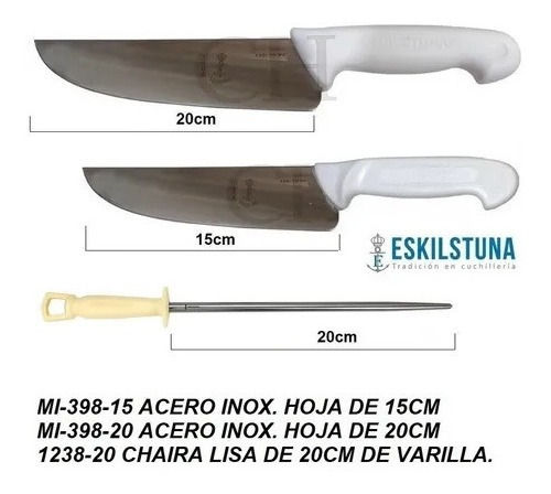 Imagen 1 de 3 de Set Cuchillos Eskilstuna 3 Piezas 398 + Chaira Lisa 20cm