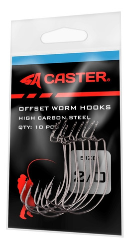 Imagen 1 de 4 de Anzuelos Offset Caster 2/0 Para Señuelos Goma 10 Unidades