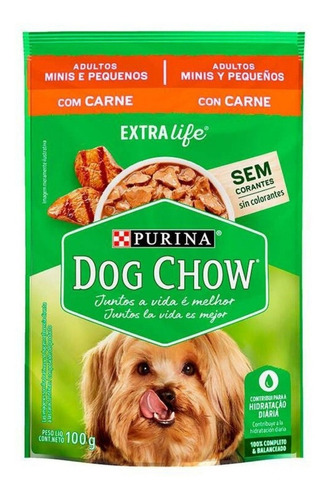 Imagen 1 de 1 de Alimento Dog Chow Salud Visible Sin Colorantes para perro adulto de raza mini y pequeña sabor carne en sobre de 100g