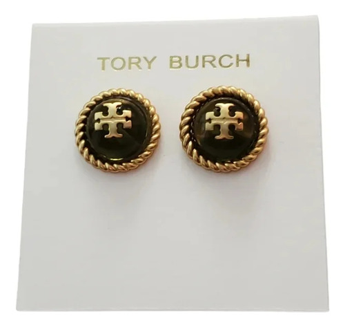 Aretes Tory Burch Con Logo Y Detalles Dorados 