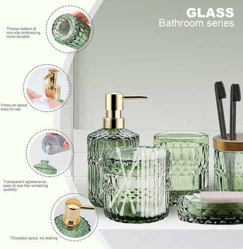 Juego Completo De 5 Piezas De Accesorios De Baño Verdes, Dis