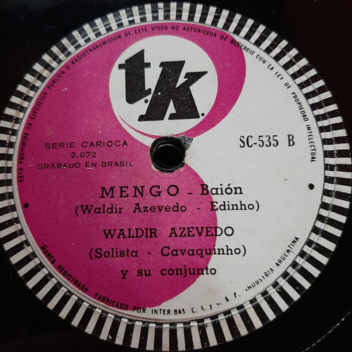 Pasta Waldir Azevedo Cavaquinho Y Su Conjunto Tk C432