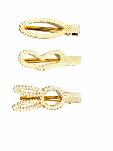 Kit 4 Unidades De Presilha De Strass Com Pérola E Ouro Rose
