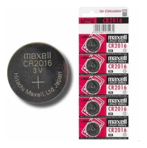 Tira 5 Pilas Maxell Cr2016 Tipo Botón Japonesa 3v