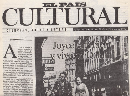 James Joyce Especial El Pais Cultural 1992 Literatura Escaso