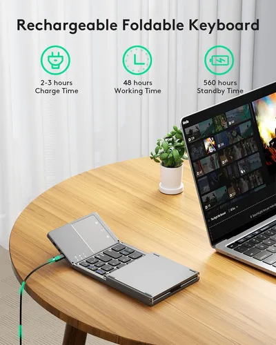 Teclado Bluetooth Plegable Multidispositivo Con Panel Táctil