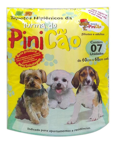 Tapete Higiênico Pet 60x60 Turma Do Pinicão 7 Unidades