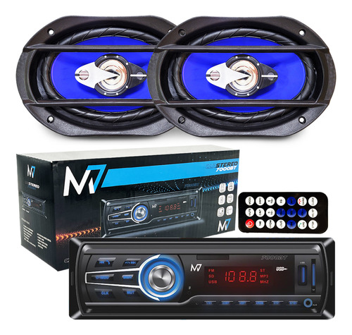 Kit 2 Alto-falantes 6x9 Polegadas 55w + Rádio Mp3 Bluetooth