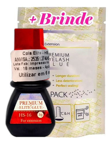 Cola Elite Hs16 3ml Extensão De Cílios Premium Black Glue +