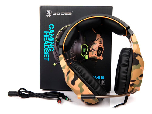 Imagen 7 de 9 de Auriculares Gamer Sades Sa818 Camuflados Micrófono Promo