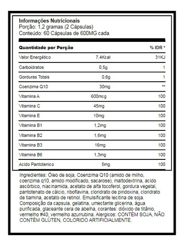 Coenzima Q10 (60 Caps) - Growth Supplements Sabor Sem Sabor