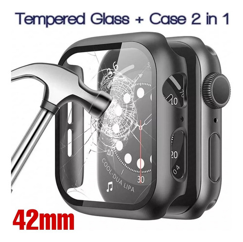 Case Funda 360° Para Apple Watch 42mm + Glass  - Negro