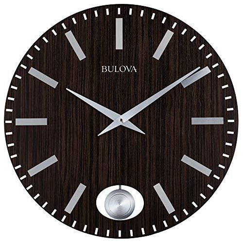 Bulova C4867 Manhattan Reloj De Pared, Color Marrón Oscuro