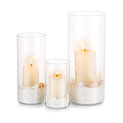 Conjunto De 3 Soportes Velas De Huracán De Vidrio, Por...