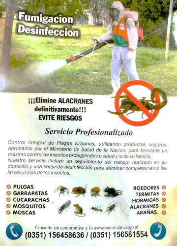 Fumigación, Elimine Cucarachas Mosquitos Y Alacranes !