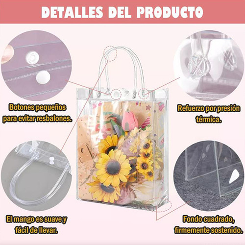 20 Bolsa Regalo Con Asa Transparentes Boda Bautizo Recuerdos