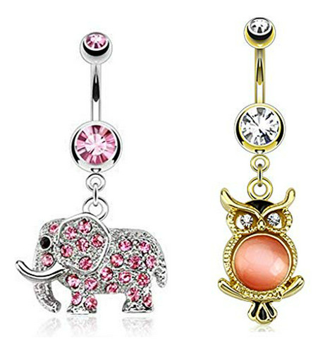 Aros - Dynamique 2pcs Variety Pack Belly Button Rings Of Ele