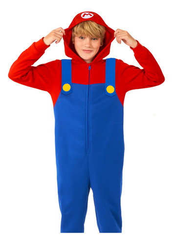 Disfraz Mameluco Mario Bros Niño Licencia Oficial Fiesta Pijamadas