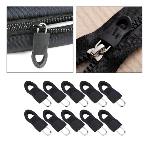 10x Negro Desmontable Zip Negro 2.5x1.5cm Los 3.4x1.4cm