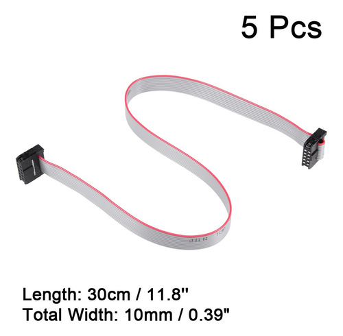 5 Cables Planos, 10 Pines, Paso, 2 Mm, Conector Hembra Idc