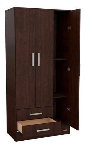 Ropero Placard Madera Melamina Dakar 3 Ptas Revestido Wengue