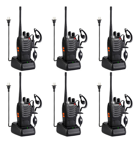 6 Radios Walkie Talkie Recargable, Con Manos Libres