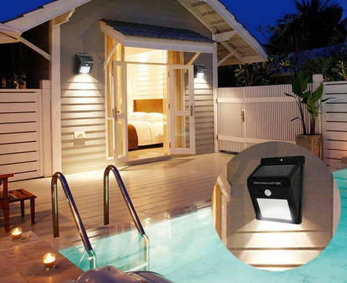 Imagen 8 de 10 de Aplique Reflector Led Panel Solar Con Sensor Movimiento 4w 20 Leds
