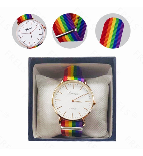 Reloj Pulsera Lgbt Orgullo Gay Extensible Arcoíris Colores