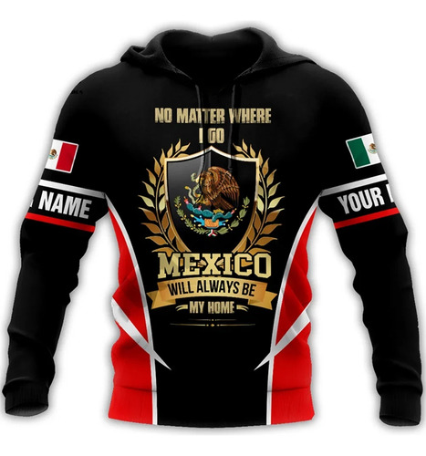 Sudadera De Manga Larga Con Emblema Mexicano Impreso En 3d