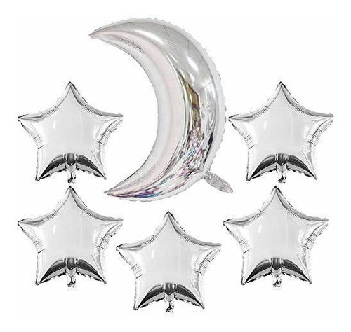 Delightbox Globos Plateados Con Forma De Luna, Globos Platea