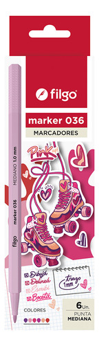 Marcador 036 Filgo Pink X6 Filgo M36-e6-pink