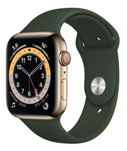 Apple Watch  Series 6 (GPS+Cellular) - Caixa de  aço inoxidável dourado de 44 mm - Pulseira esportiva verde chipre