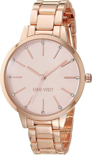 Nine West Reloj De Pulsera Para Mujer Color De La Correa Oro Rosa Redondo