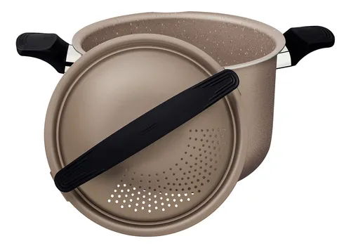 Olla Pasta Espaguetera Antiadherente Tramontina Milazzo para espaguetis 22 cm color almendra
