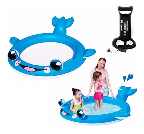 Pileta Inflable Bestway Ballena Con Spray + Inflador 170x198