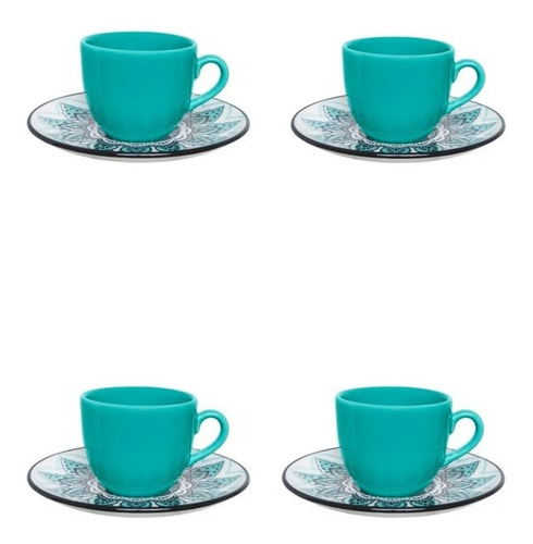 Setx4taza Pocillos Cafe C/platito 50ml Cerámica Oxfordbrasil