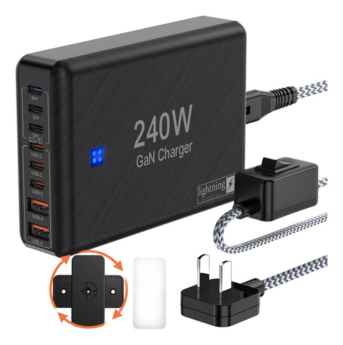 Bloque De Carga Usb C De 240 W, Estacion De Carga Super Rapi