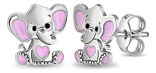 Aretes Pequeños De Plata De Ley 925 Con Diseño De Elefante