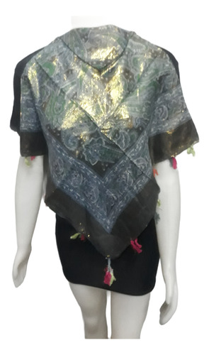 Pañuelo Pañoleta Lurex Brillo Con Flecos Unisex Importado Gris Búlgaro B