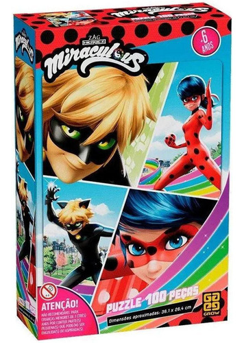 Quebra Cabeça Miraculous 100 Peças Grow