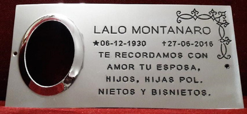 Placa Recordatoria Cementerio 25x12 Bronc Borde Grabado Foto