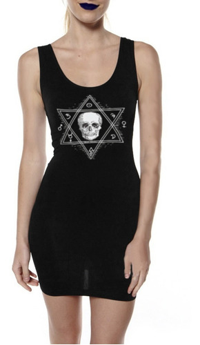 Vestido Tirante Pentagrama Skull Calavera Cráneo Talla Extra