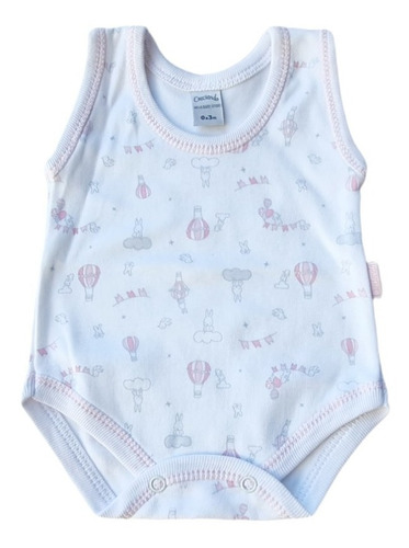 Body Bebe Musculosa Est.conejitos C/nubes Y Globos 100 % ALG