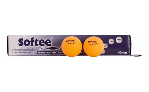 Pelota Ping Pong Softee X6 3 Estrellas Naranja