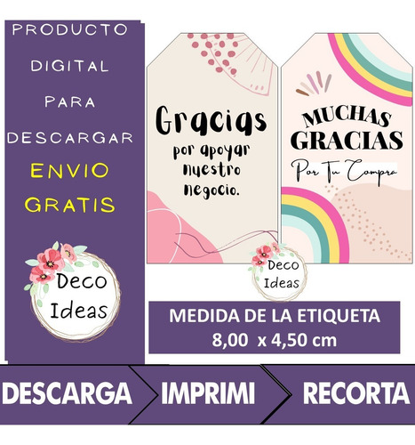 Imagen 4 de 5 de Kit Imprimible 04 Para Emprendedores Etiquetas Tag Stikers