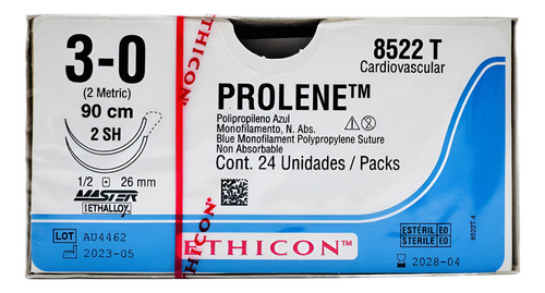 Sutura Prolene 3-0 (polipropileno) Ref: 8522t C/24 Pz Ethico