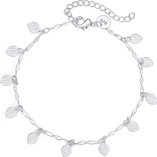 Pulsera Plata 925 Conchas De Mar Playa Mujer Elegante Regalo