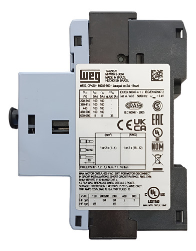 Disjuntor Motor Az 3p Mpw18-3-u004 2,5-4a Weg